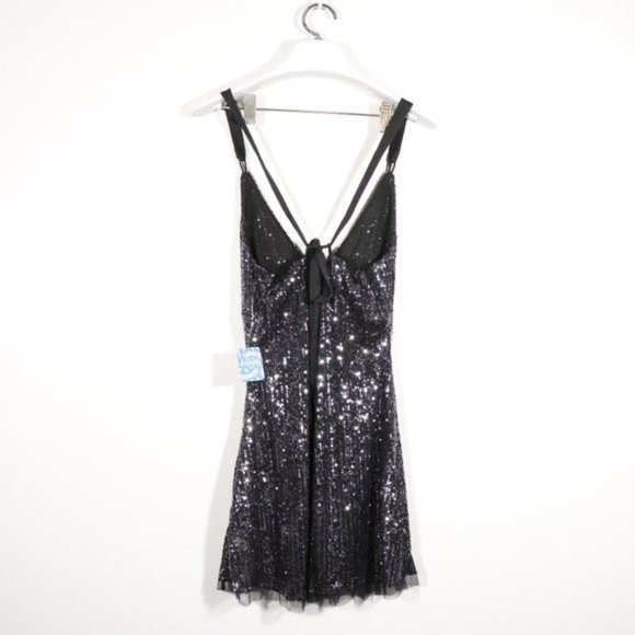 NWT Free People X Revolve Gold Rush Mini Dress in Black Size XS - Picture 2 of 10